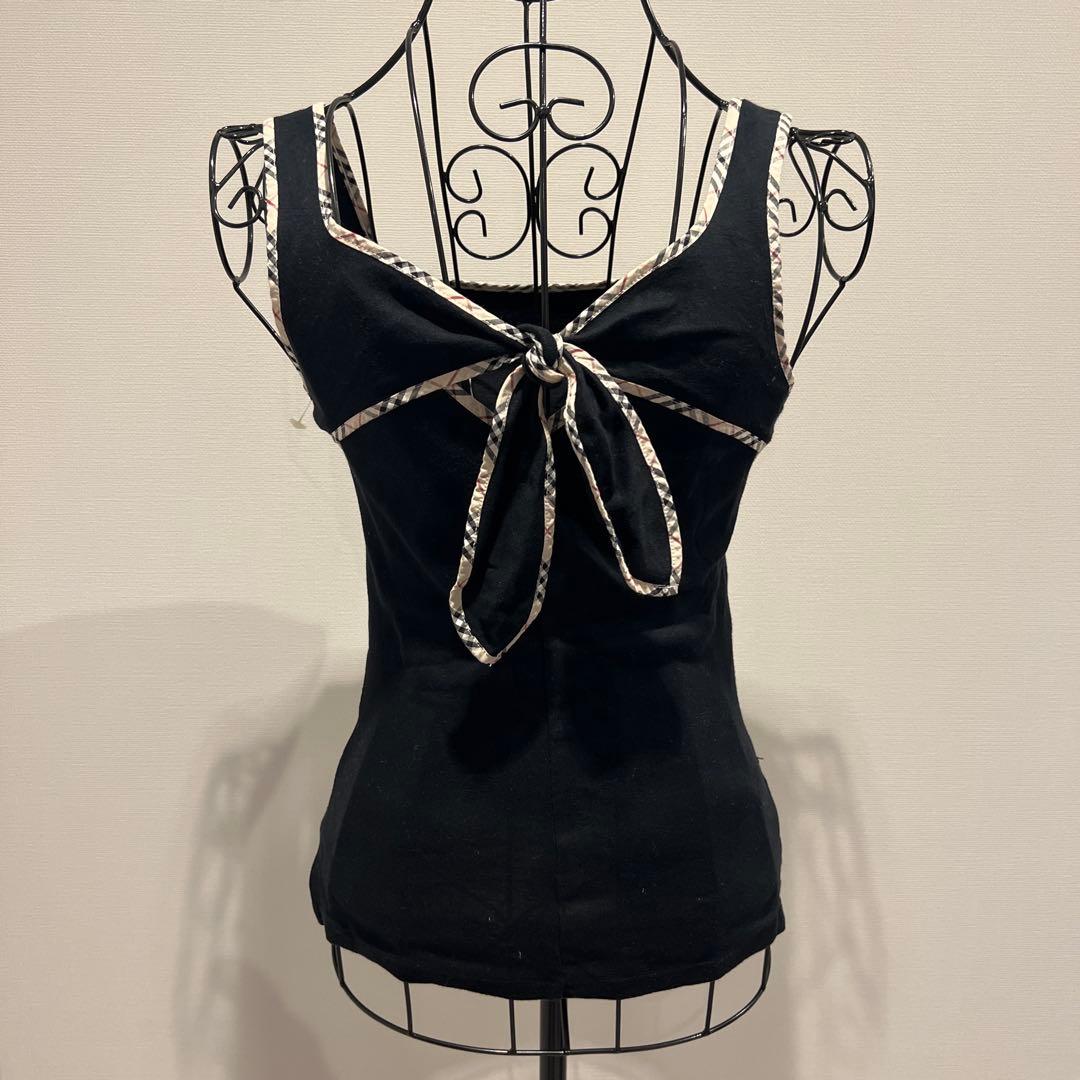 バーバリーブルーレーベル バックリボンキャミ ノバチェック ブラック 38