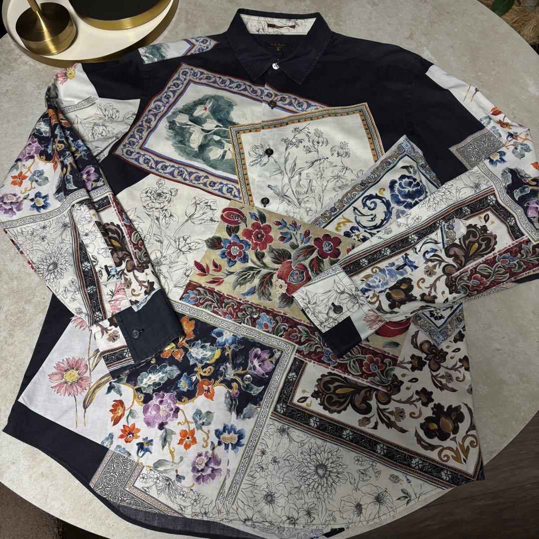 【美品】Paul Smith COLLECTION 花柄 絵画 長袖 シャツ L