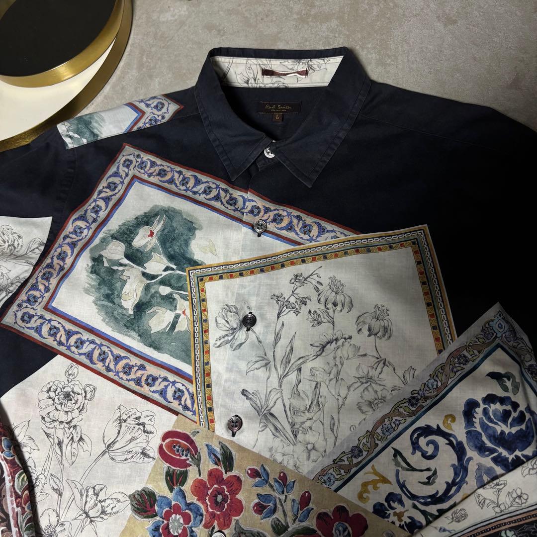 【美品】Paul Smith COLLECTION 花柄 絵画 長袖 シャツ L