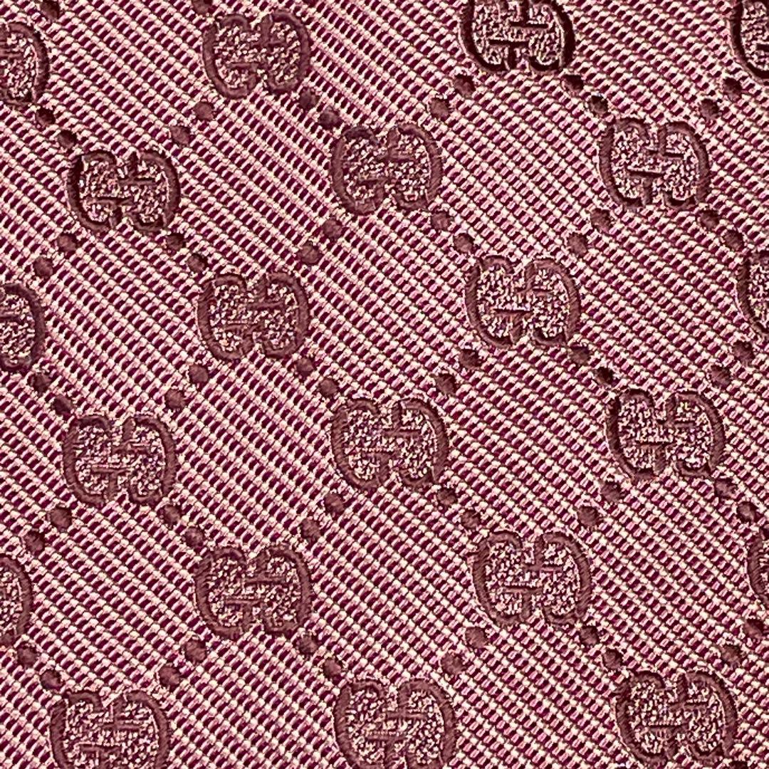 美品 グッチ ネクタイ GG柄 モノグラム ボルドー 高級シルク イタリア製