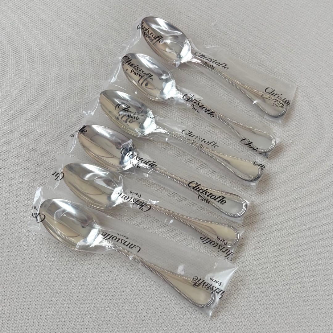 【お値下げ！！新品未使用/クリストフル】スプーン パール6点セット