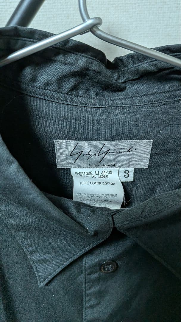 Yohji Yamamoto POUR HOMME 黒シャツ サイズ3