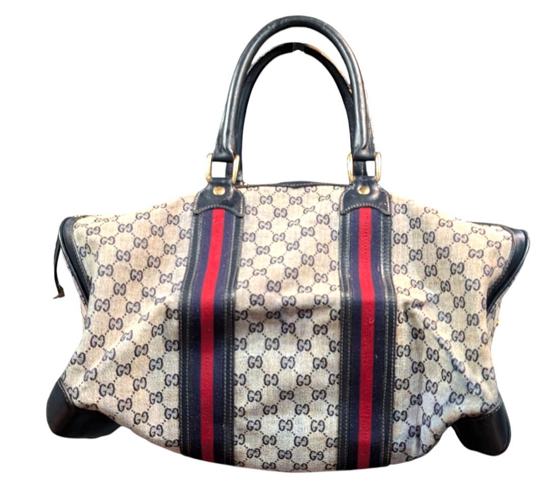 GUCCI ボストンバッグ オールドグッチ シェリーライン GGキャンパス