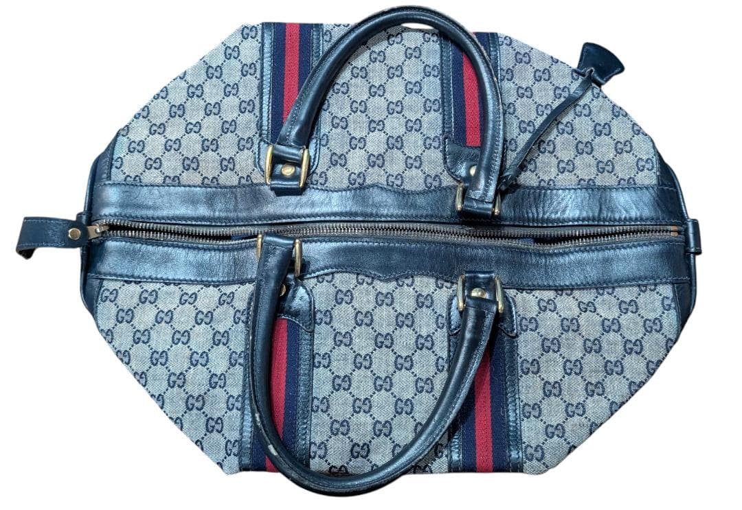 GUCCI ボストンバッグ オールドグッチ シェリーライン GGキャンパス