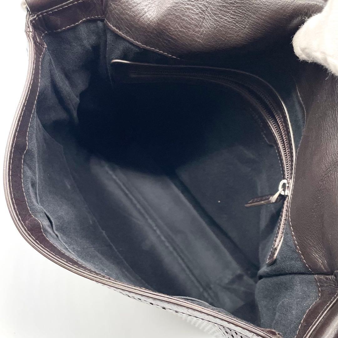 【美品】BALLY メッセンジャーバッグ パンチング レザー ブラウン トレスポ