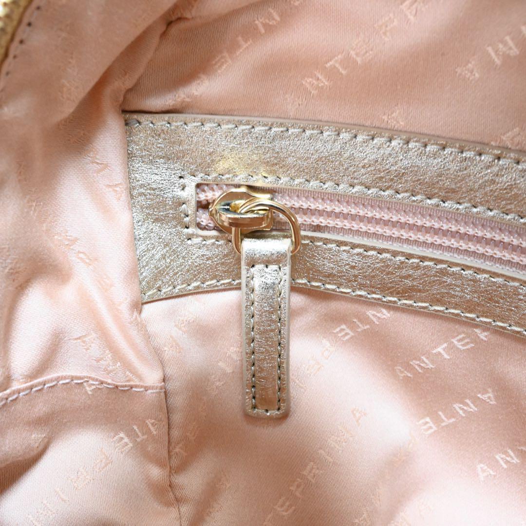 未使用 タグ付き AntePrima ミニボストンバッグ 特殊加工 ゴールド