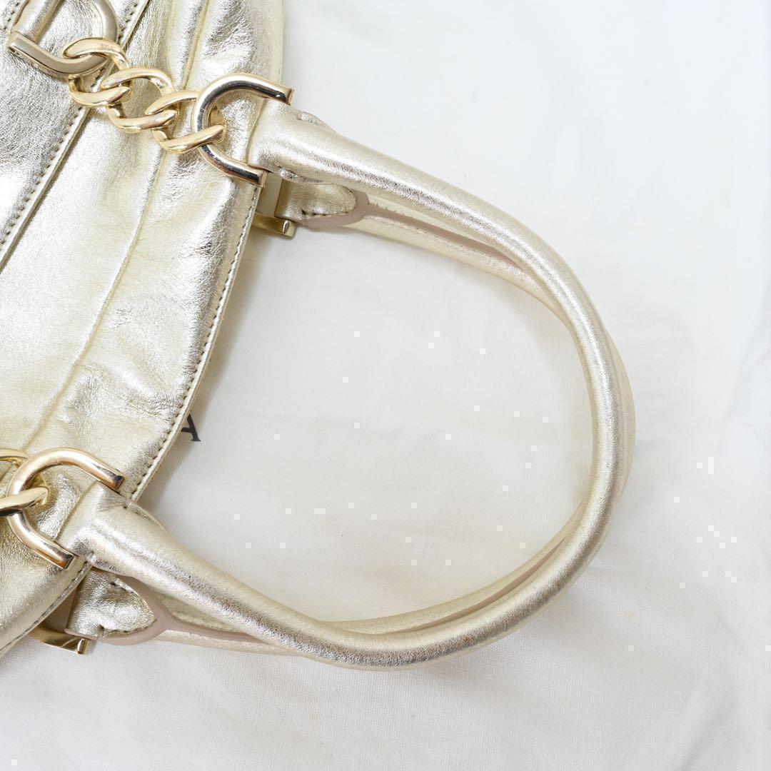 未使用 タグ付き AntePrima ミニボストンバッグ 特殊加工 ゴールド