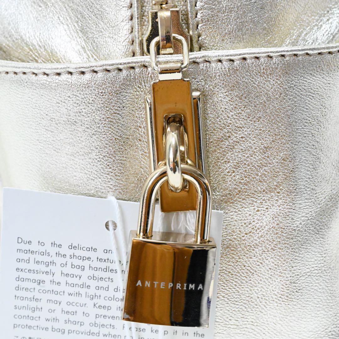 未使用 タグ付き AntePrima ミニボストンバッグ 特殊加工 ゴールド