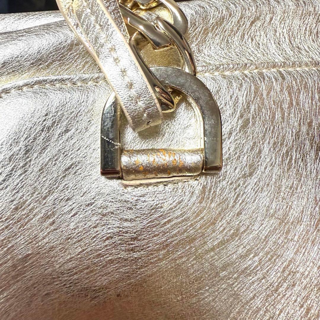 未使用 タグ付き AntePrima ミニボストンバッグ 特殊加工 ゴールド