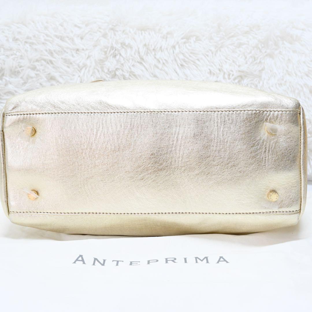 未使用 タグ付き AntePrima ミニボストンバッグ 特殊加工 ゴールド