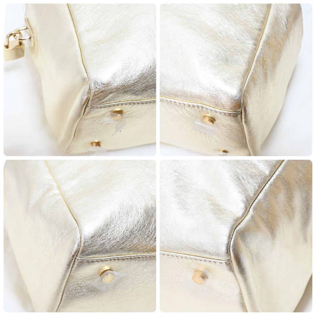 未使用 タグ付き AntePrima ミニボストンバッグ 特殊加工 ゴールド