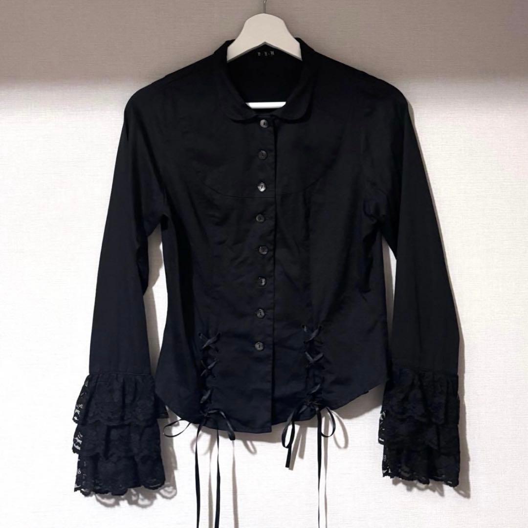【BPN】ブラックピースナウ レース フリル ブラウス ブラック 黒 ゴスロリ