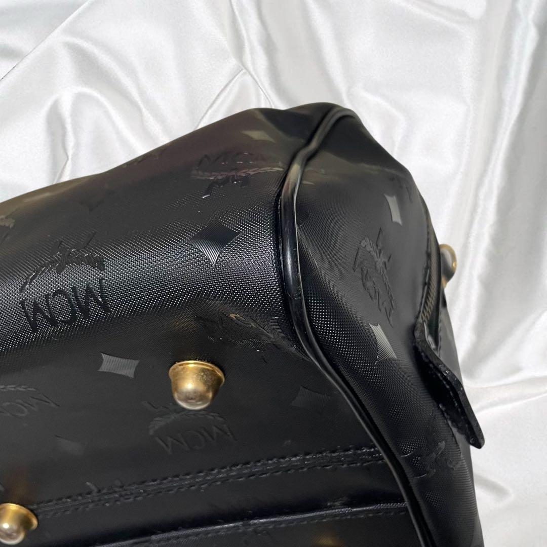 【MCM】美品エムシーエム 2way ミニボストン モノグラム ブラック