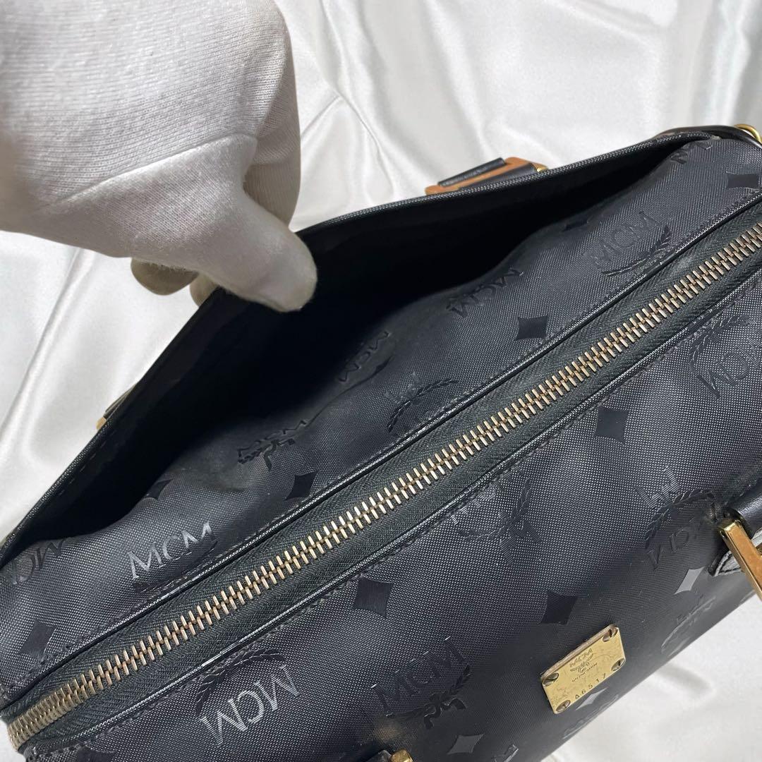 【MCM】美品エムシーエム 2way ミニボストン モノグラム ブラック