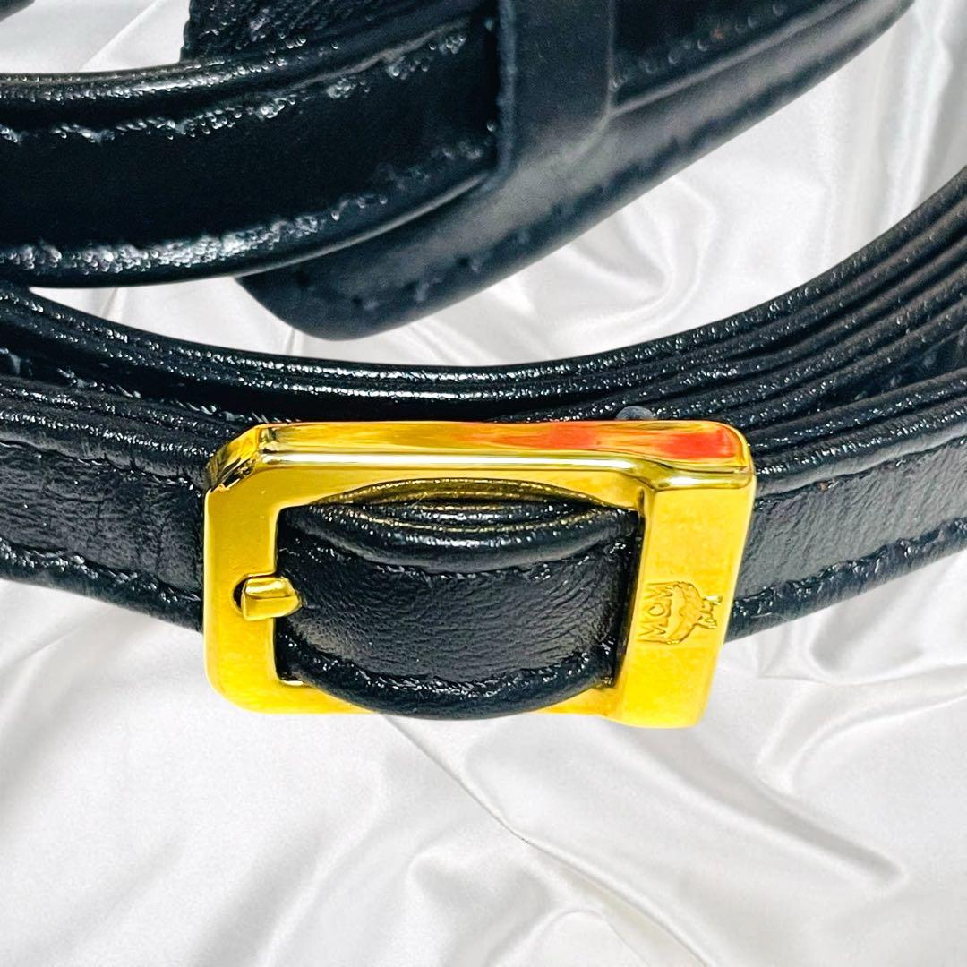 【MCM】美品エムシーエム 2way ミニボストン モノグラム ブラック