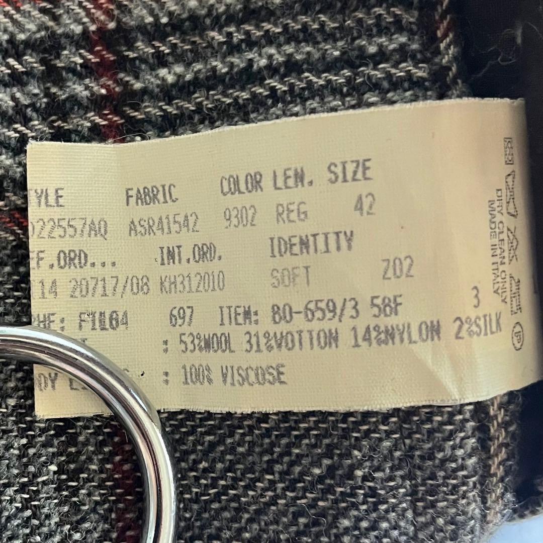 <美品>LARDINI グレー チェック ウール ジャケットサイズ42