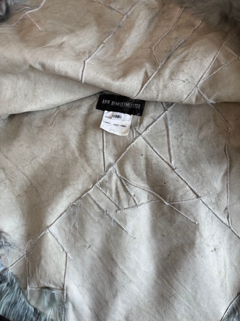 ANN DEMEULEMEESTER ムートン ファー スヌード レザー 初期