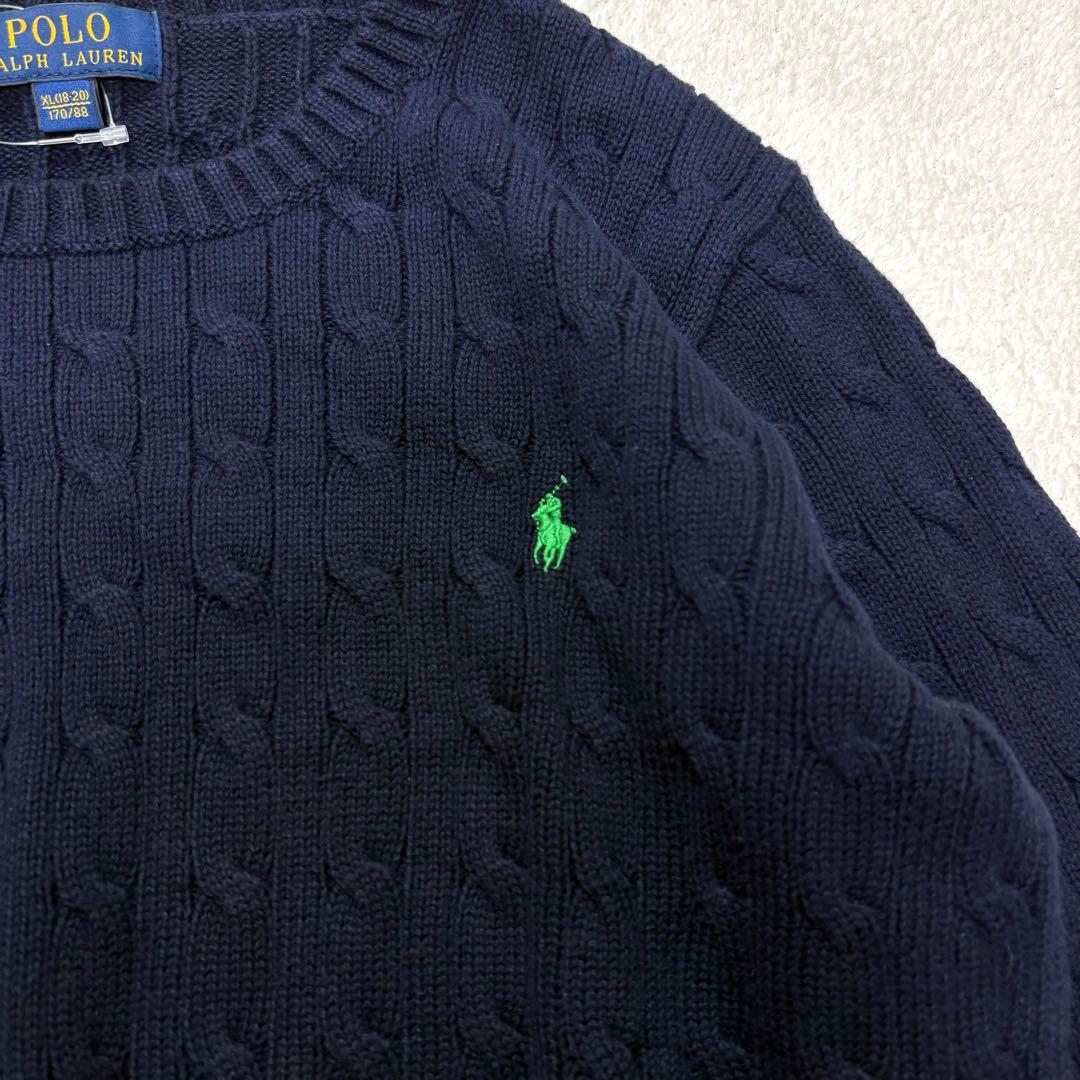【未使用】ラルフローレン ケーブルニット レディースM-L キッズXL 170