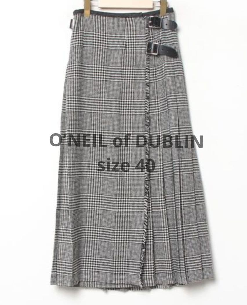 未使用O'NEIL of DUBLINキルトロングスカートツイードグレンチェック
