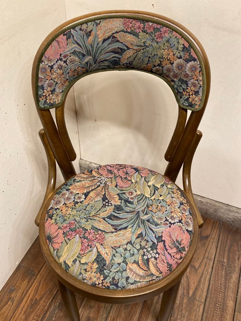 秋田木工 曲木椅子 ゴブラン織 カフェチェア スツール アンティーク