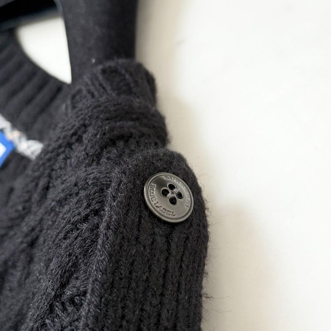 新品❤️BURBERRY BLUE LABEL ケーブルニットワンピース　黒　M