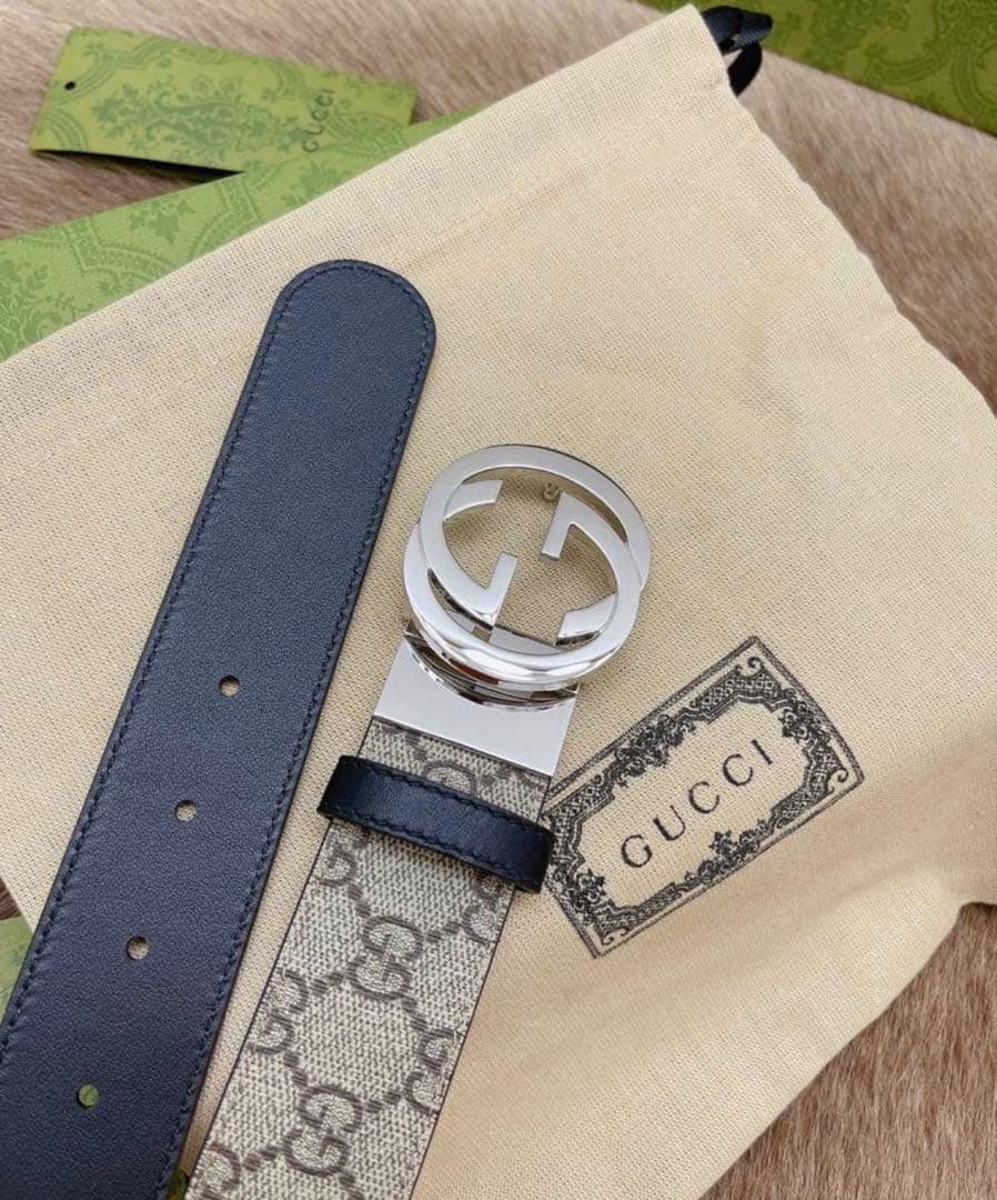 GUCCI GGパターン ベルト ベージュ/ブラック