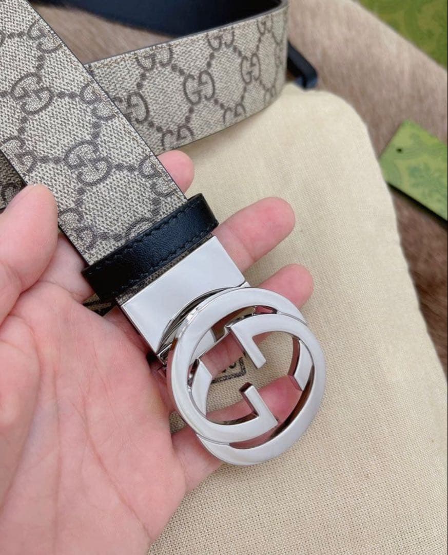 GUCCI GGパターン ベルト ベージュ/ブラック