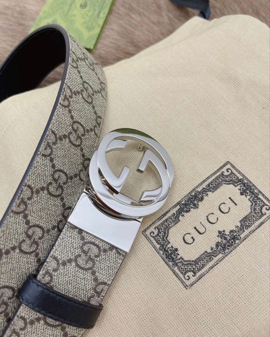 GUCCI GGパターン ベルト ベージュ/ブラック