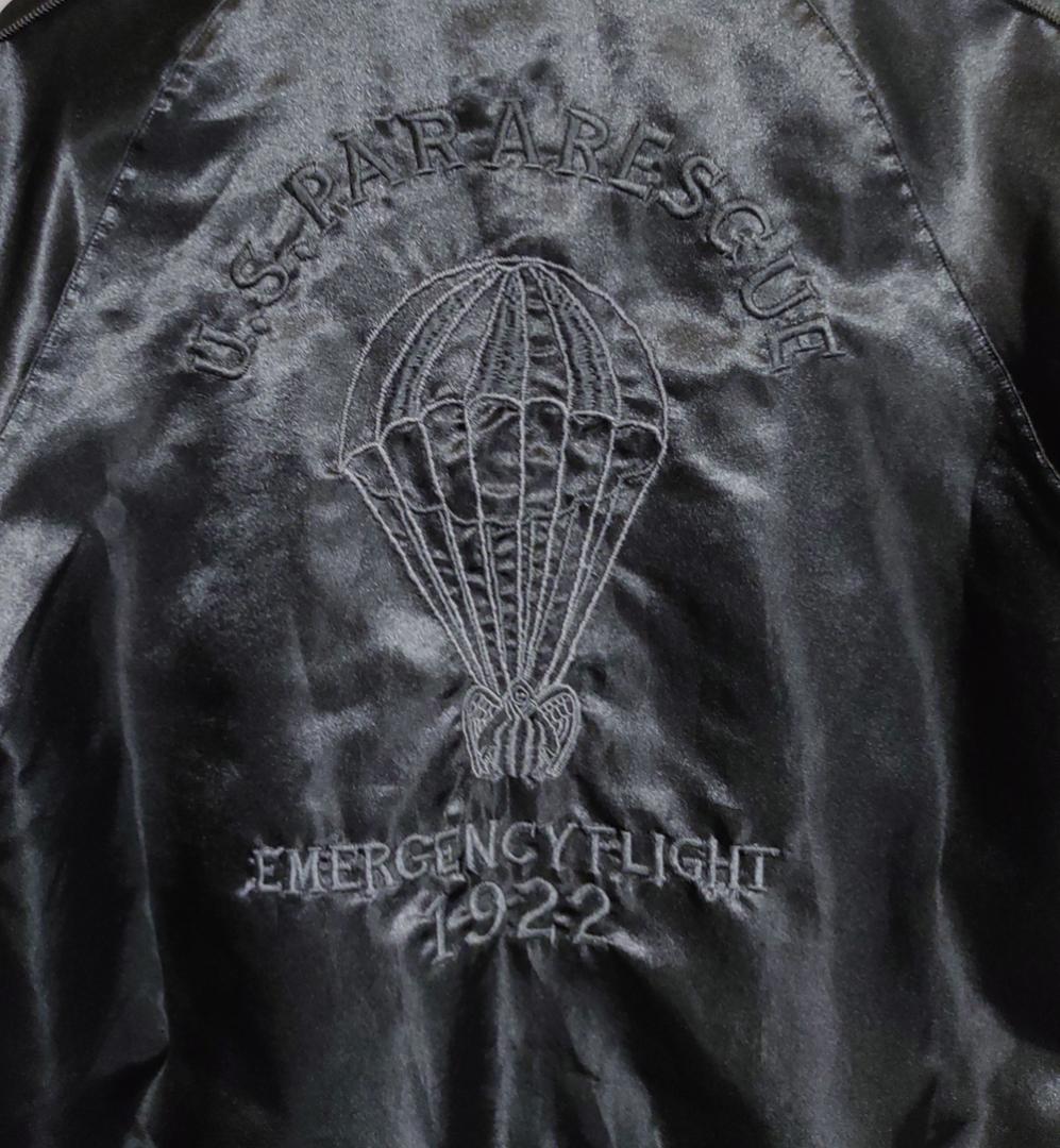 ナノユニバース♦️刺繍スカジャン♦黒x黒M♦スーベニアジャケット♦古着