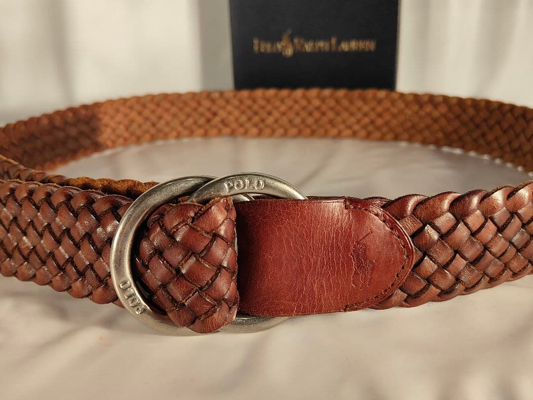 【ヴィンテージ】PRL ポロラルフローレン　高級ダブルリング編み込みドレスベルト