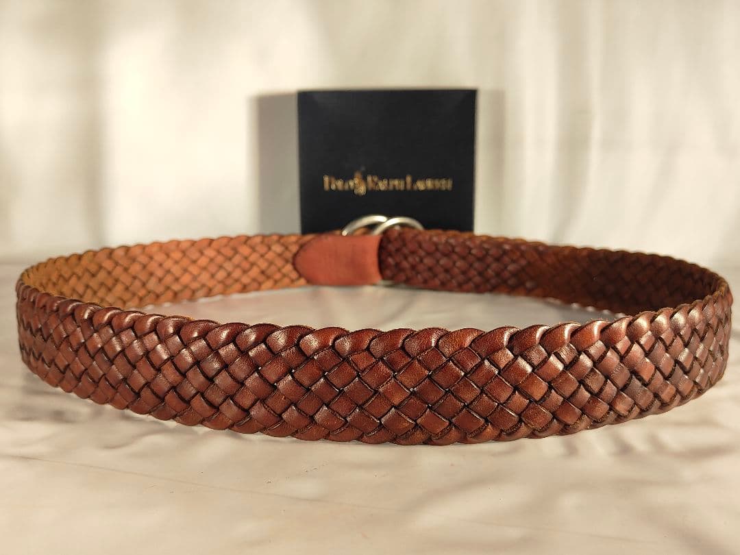 【ヴィンテージ】PRL ポロラルフローレン　高級ダブルリング編み込みドレスベルト