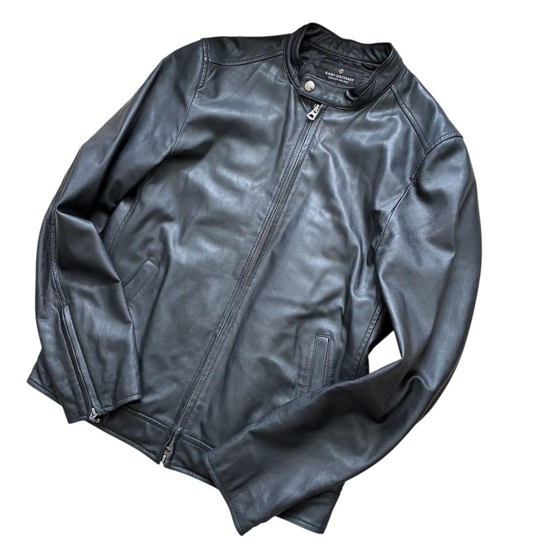 【最高級】ナノユニバース 羊革 シングル ジャケット ライダース キルティング