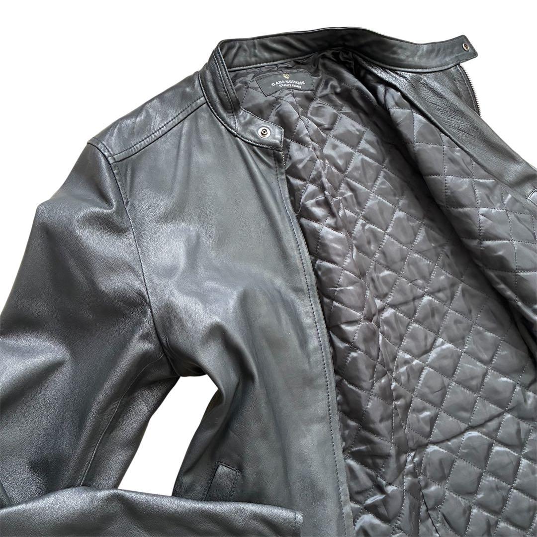 【最高級】ナノユニバース 羊革 シングル ジャケット ライダース キルティング