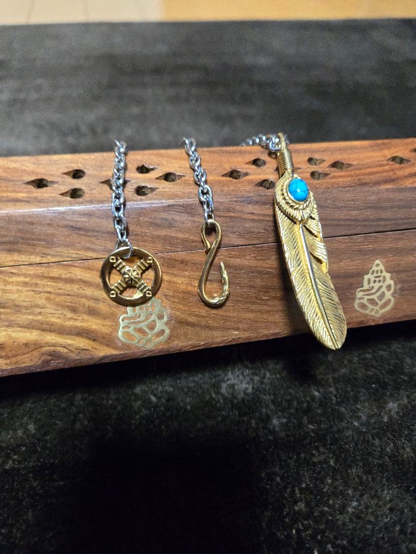 ゴールドフェザー ネックレス ターコイズ