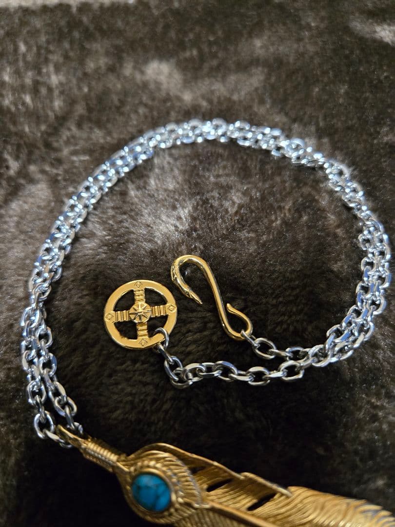 ゴールドフェザー ネックレス ターコイズ