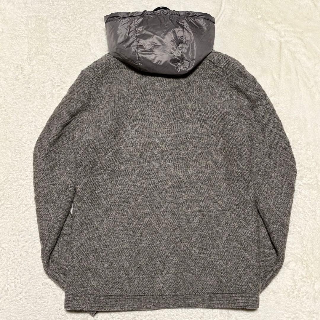 美品 グランサッソ ニット フード 胡桃ボタン ブルゾン グレー 48/L