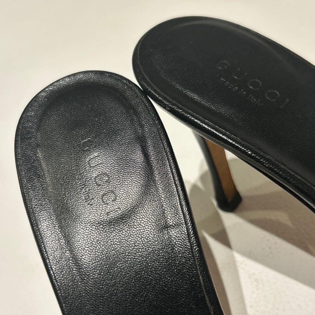 GUCCI グッチ GGキャンバス ミュール ブラック 39 リボン