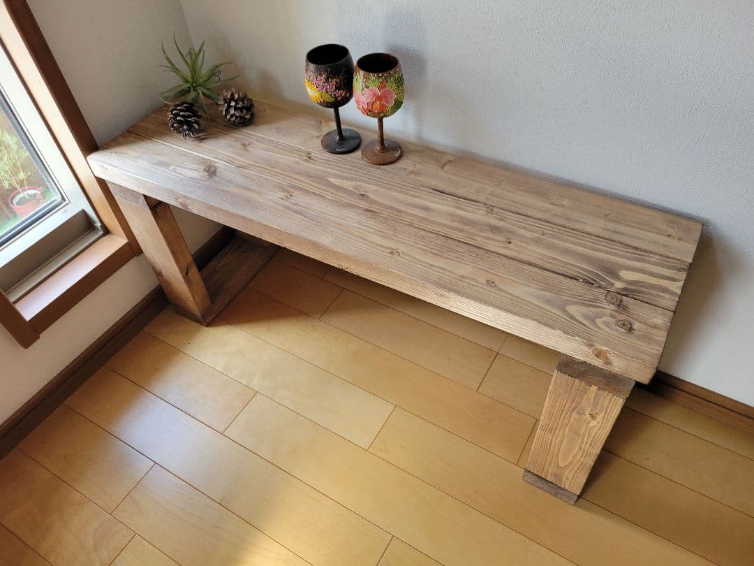 90×27 アンティーク風ベンチ　ウォールナットワックス　椅子