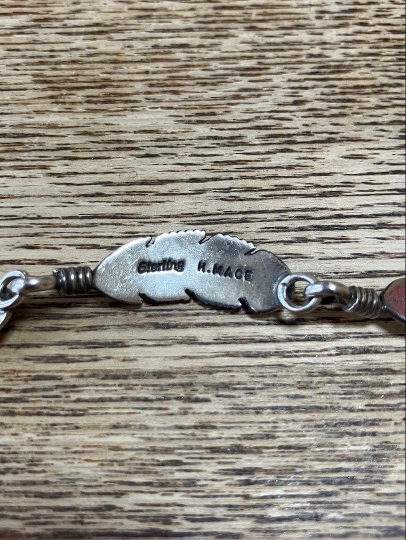 ナバホ族Harvey Maceハーヴィーメイス シルバーフェザー5連ブレスレット