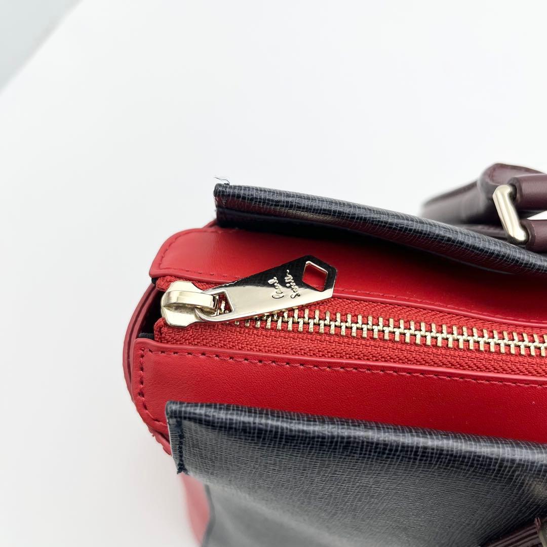 極美ポールスミス A4◎ カラーブロック トートバッグ レザー ネイビー レッド