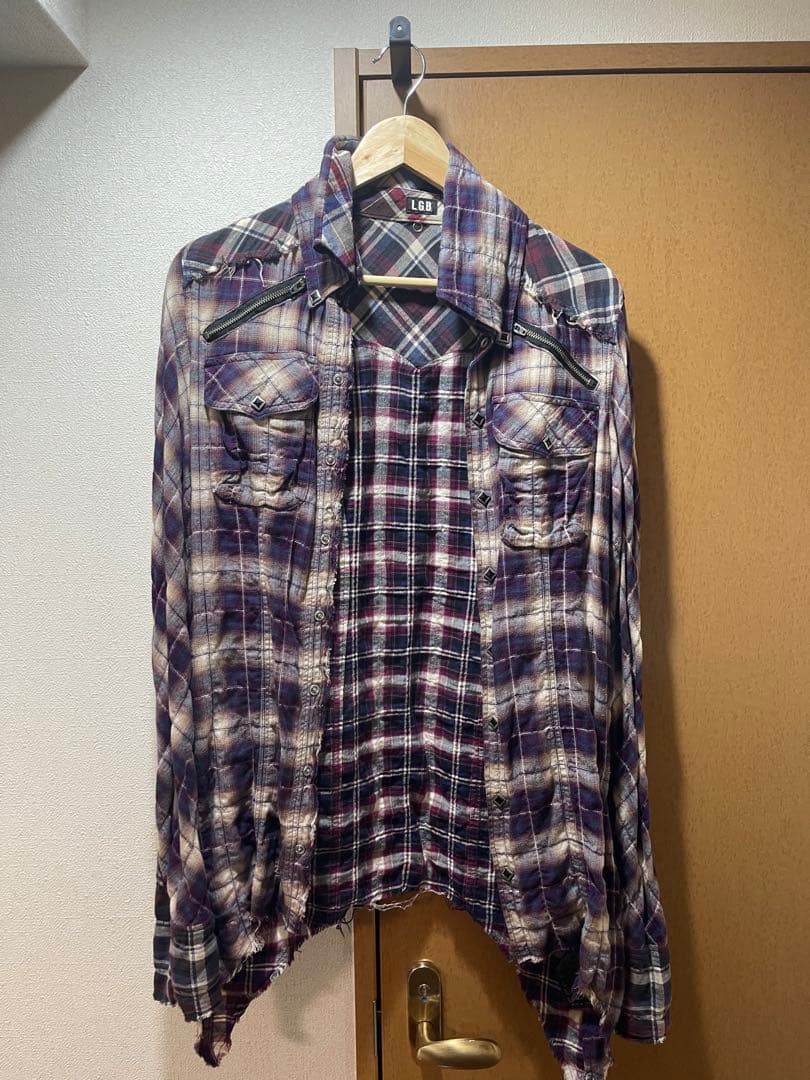 L.G.B. チェック ロング 長袖シャツ