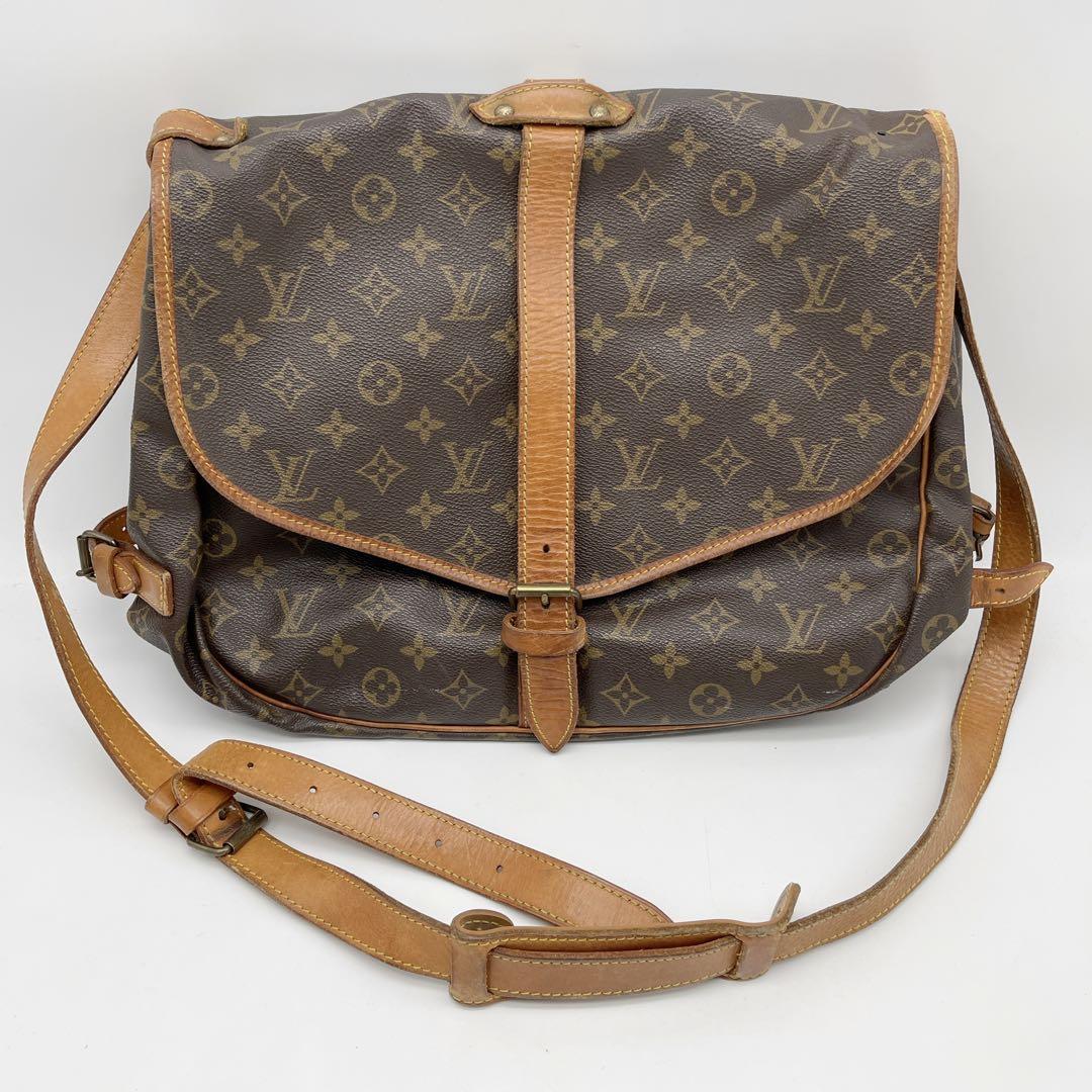 ルイヴィトン ソミュール 35 モノグラム ショルダーバッグ ビスの欠損あり