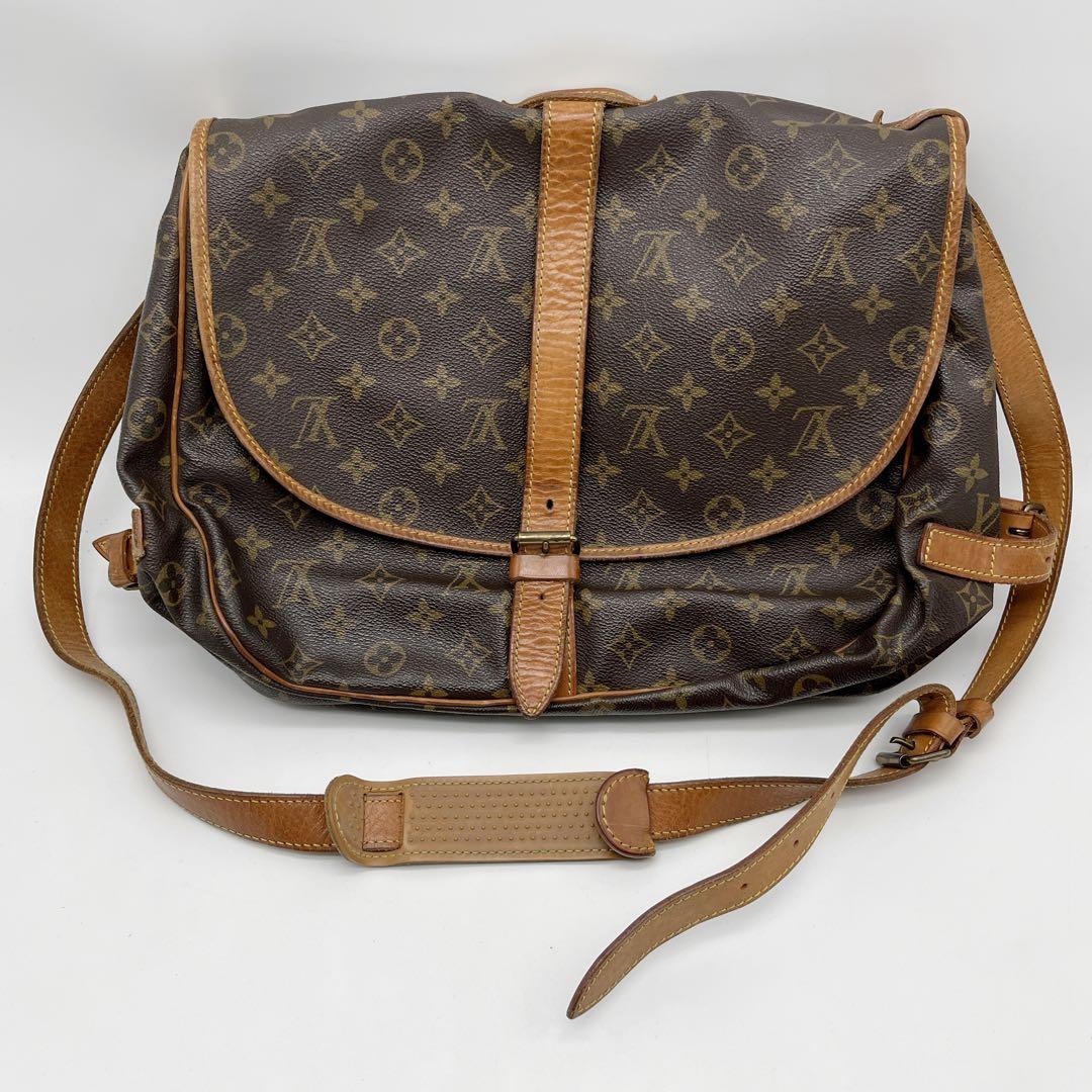 ルイヴィトン ソミュール 35 モノグラム ショルダーバッグ ビスの欠損あり