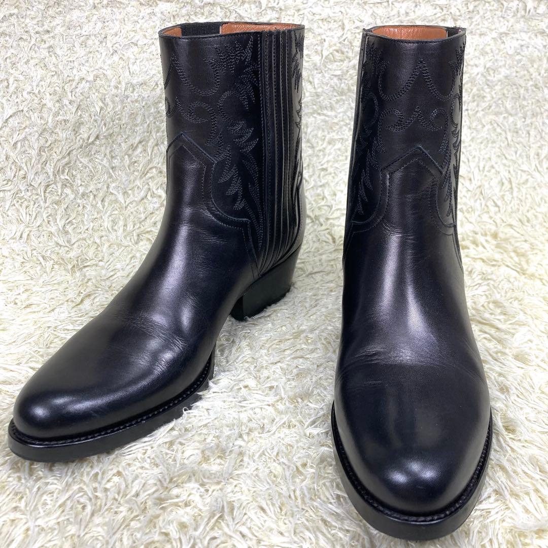 『未使用級』SARTORE サイドゴアブーツ ブラック レザー ウエスタン 37
