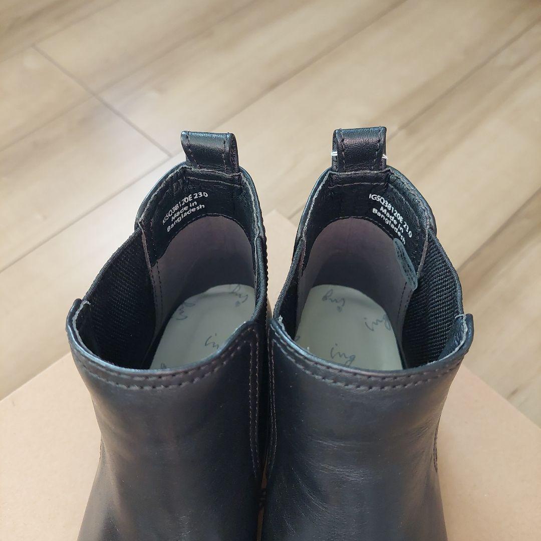 ☆未使用品☆ ing イングサイドゴアショートブーツ 23cm 黒