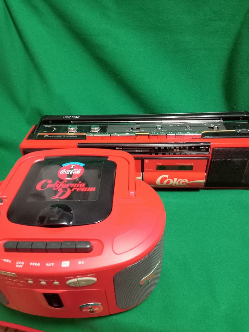 Coca-Cola ラジカセ 赤、CD2台セットジャンク品