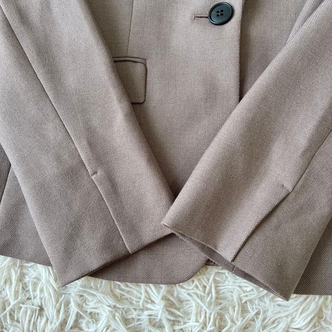 INDIVI 洗える ストレッチ ジャケット テーパードパンツ セット ブラウン