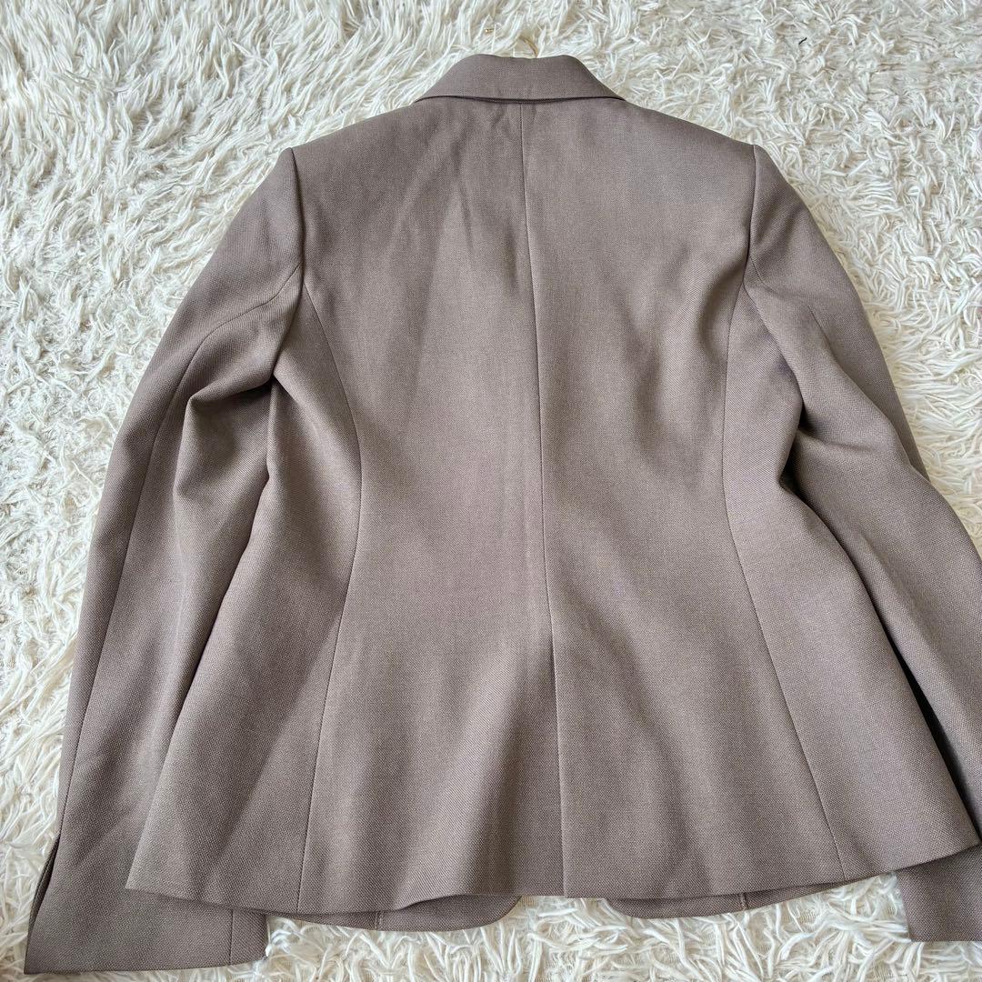 INDIVI 洗える ストレッチ ジャケット テーパードパンツ セット ブラウン