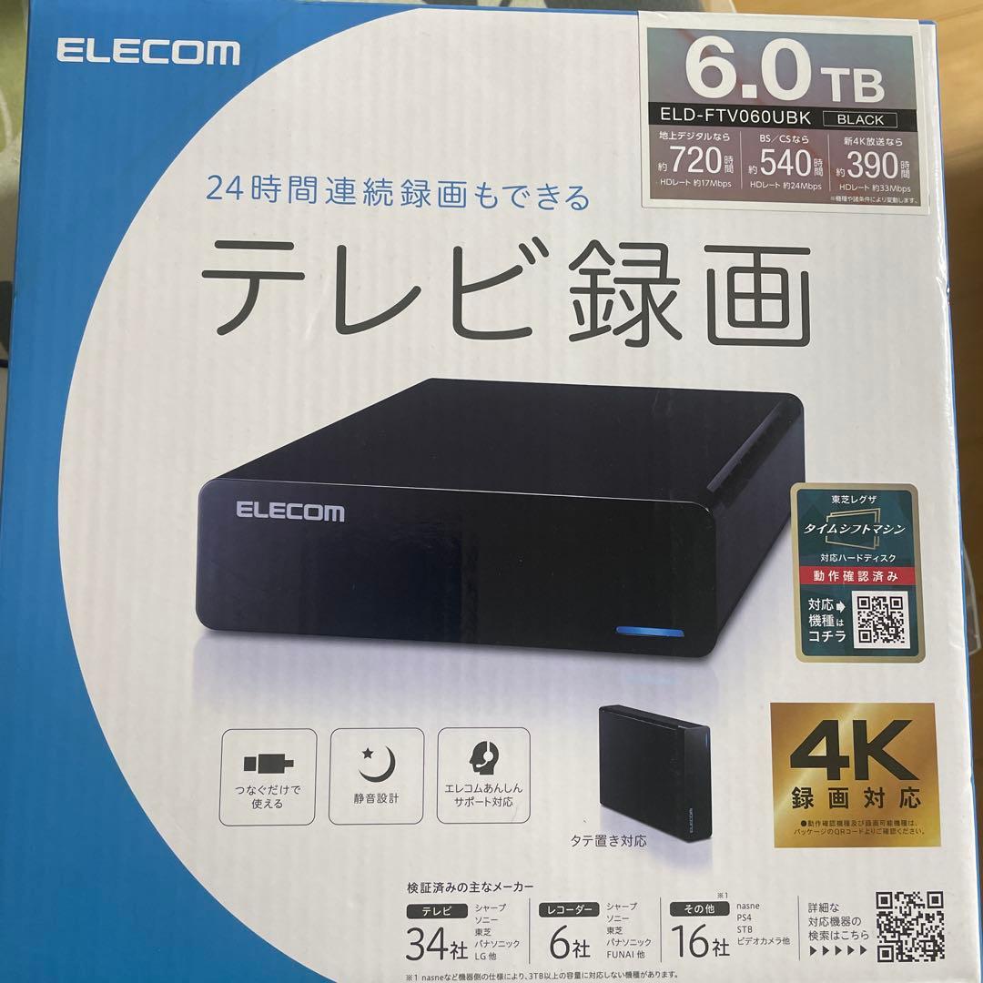 ELECOM 6TB 外付けHDD ELD-FTV060UBK ブラック