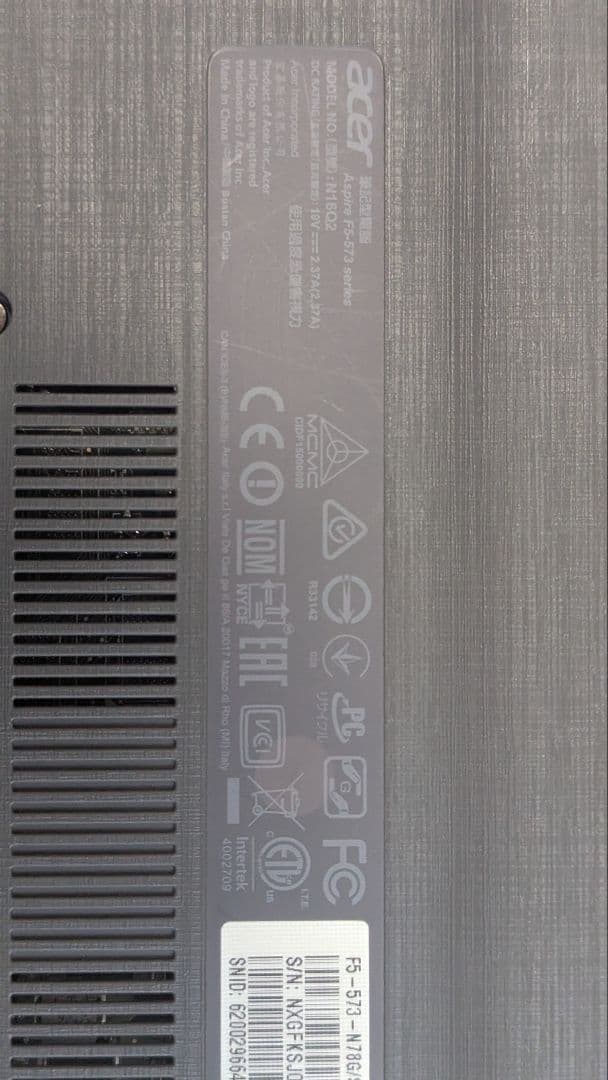 SSD 1TB換装済み AcerノートPC/Core i7/メモリ8GB/FHD